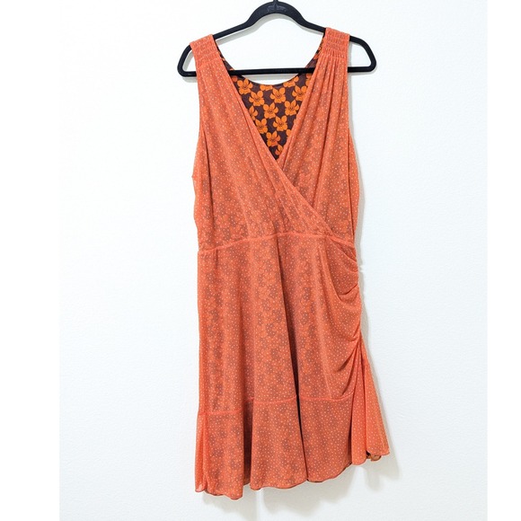 Cabi Flip Reversible Sleeveless Midi Dress Tiger Lily Orange Navy Blue 6370 XL - Picture 5 of 9